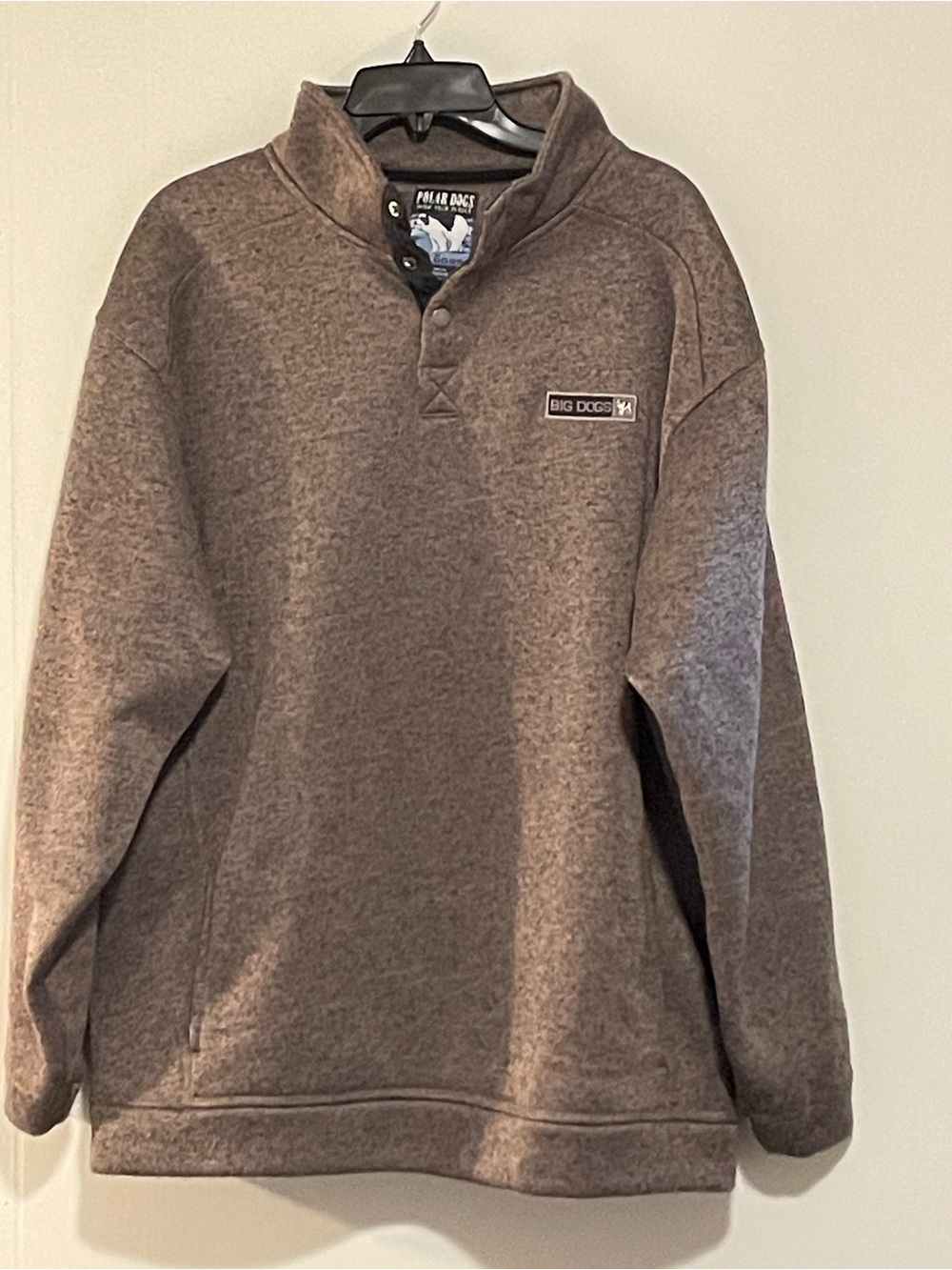 Big Dogs Brown Heather Quarter Snap Pullover. Item # 11550